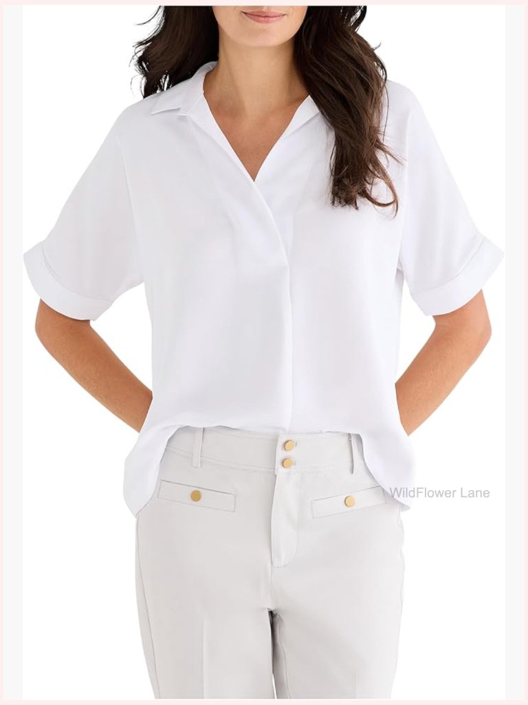 Woven Pullover Blouse With Split Neck And Dolman Sleeves